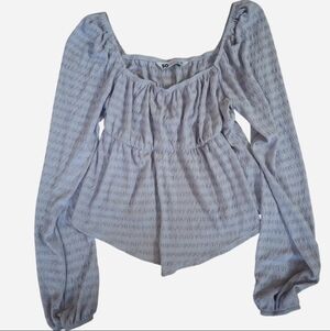 SO Powder Blue Peplum Square-Neck Blouse